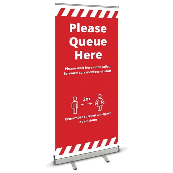 850 Roller Banner - Please Queue Alert